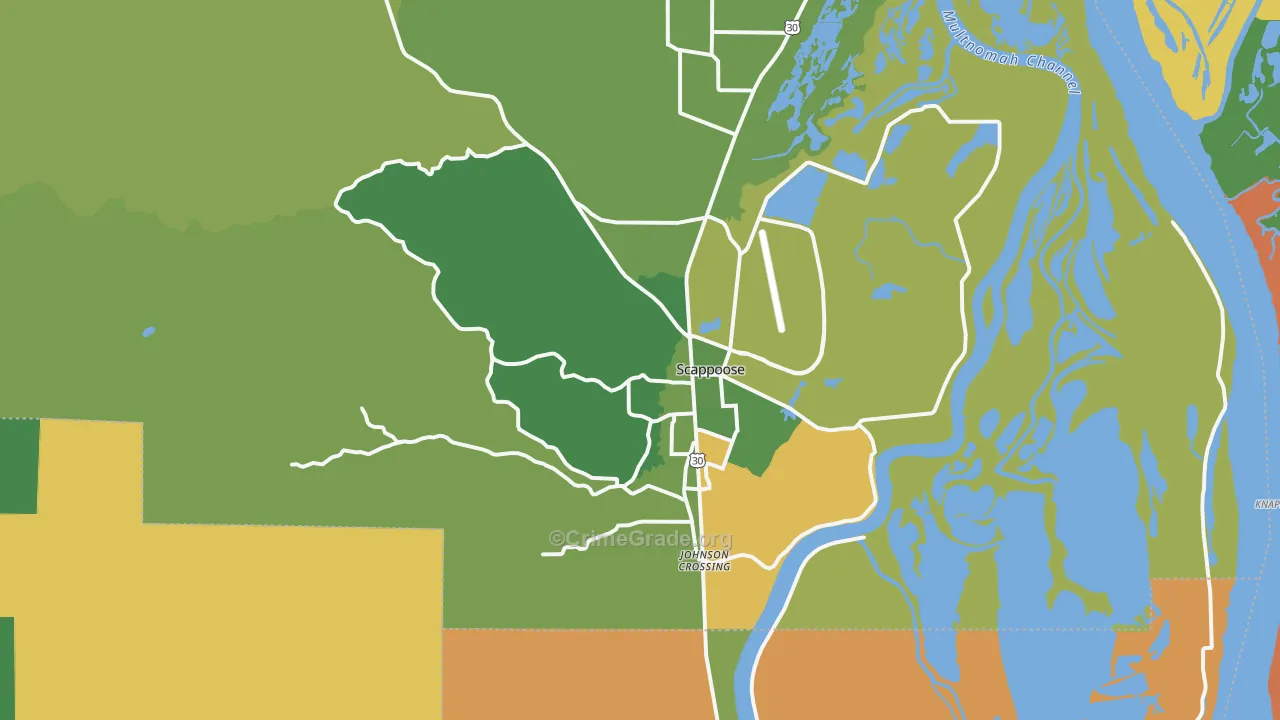 Scappoose, OR Map of Burglary Rates