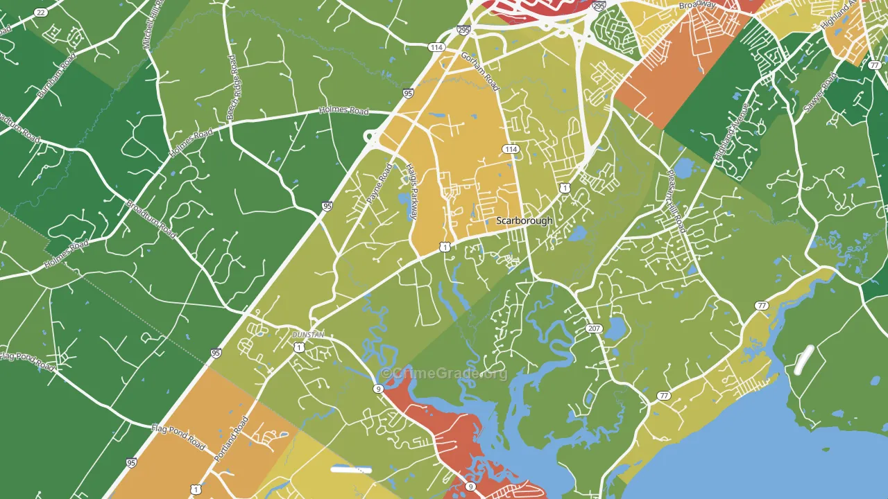 Scarborough, ME Map of Burglary Rates