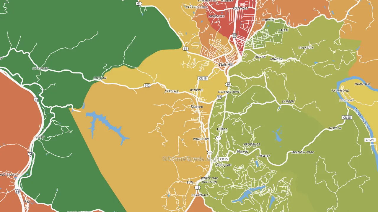 Scarbro, WV Map of Burglary Rates