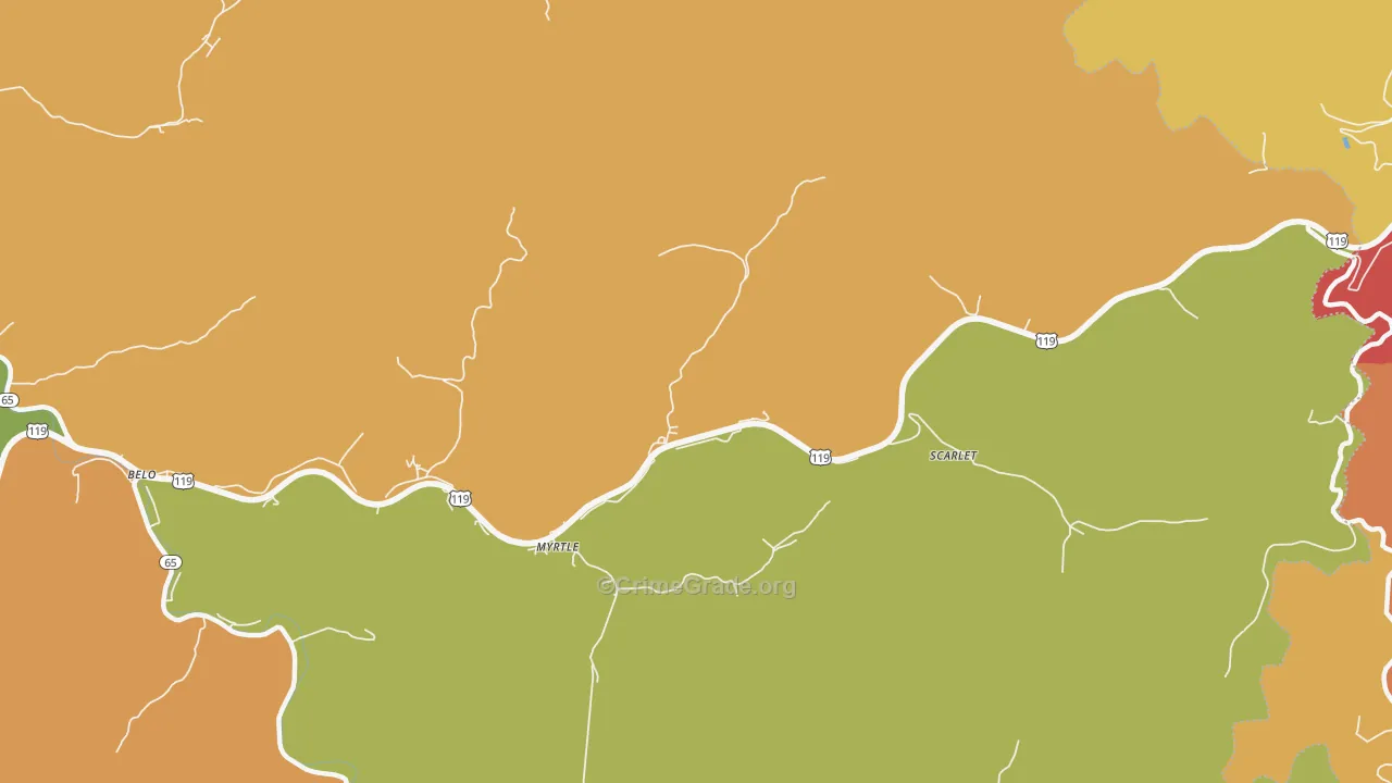 Scarlet, WV Map of Burglary Rates