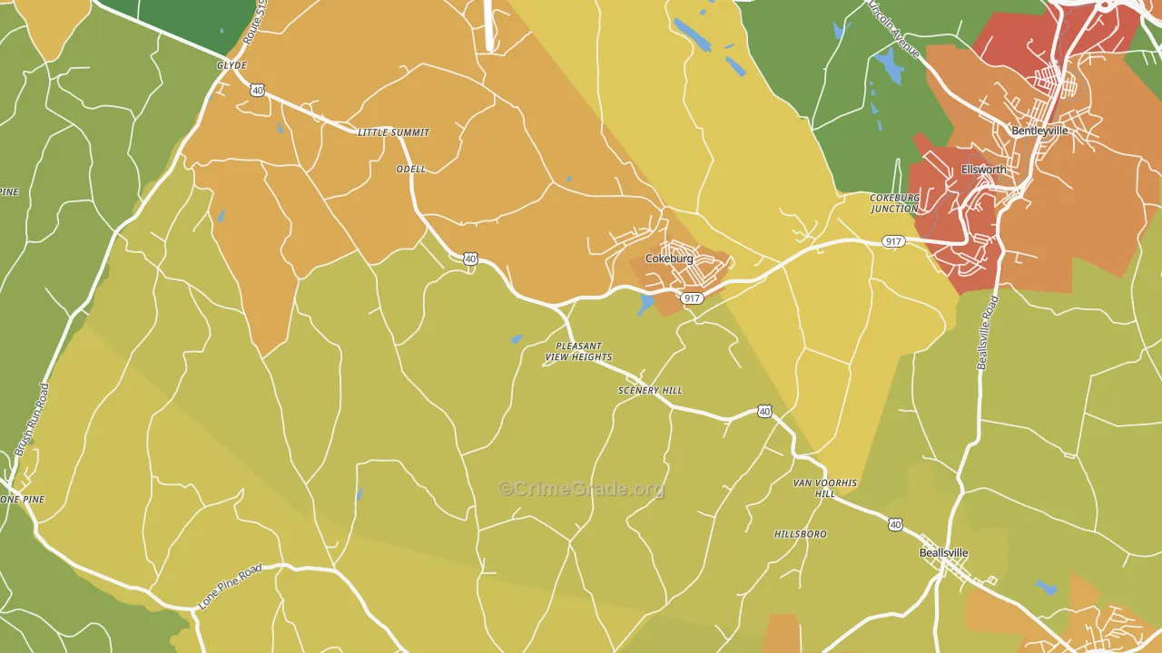 Scenery Hill, PA Map of Burglary Rates
