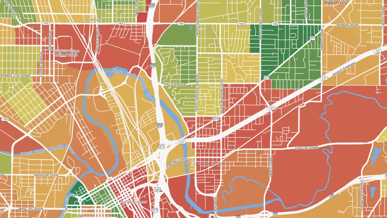 Scenic Bluff, Fort Worth, TX Map of Burglary Rates