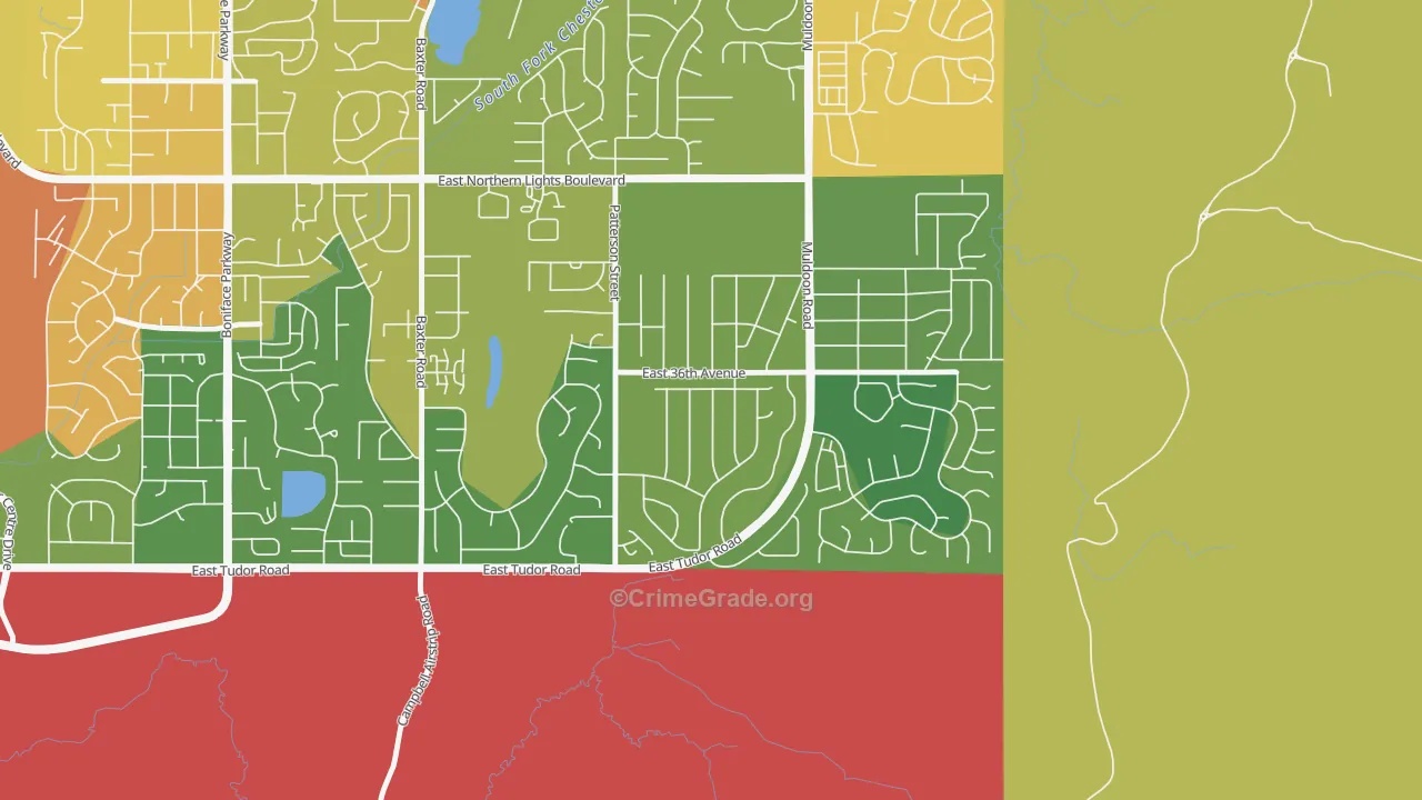 Scenic Foothills, Anchorage, AK Map of Burglary Rates