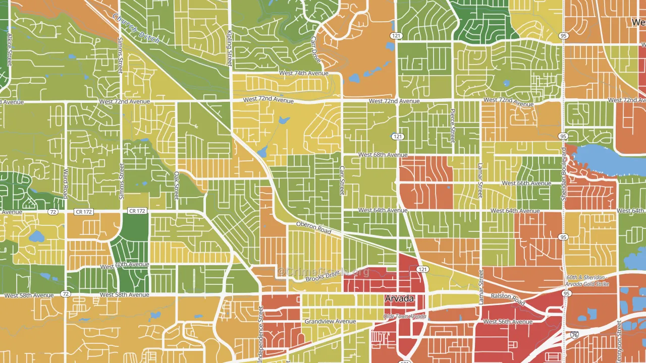 Scenic Heights, Arvada, CO Map of Burglary Rates