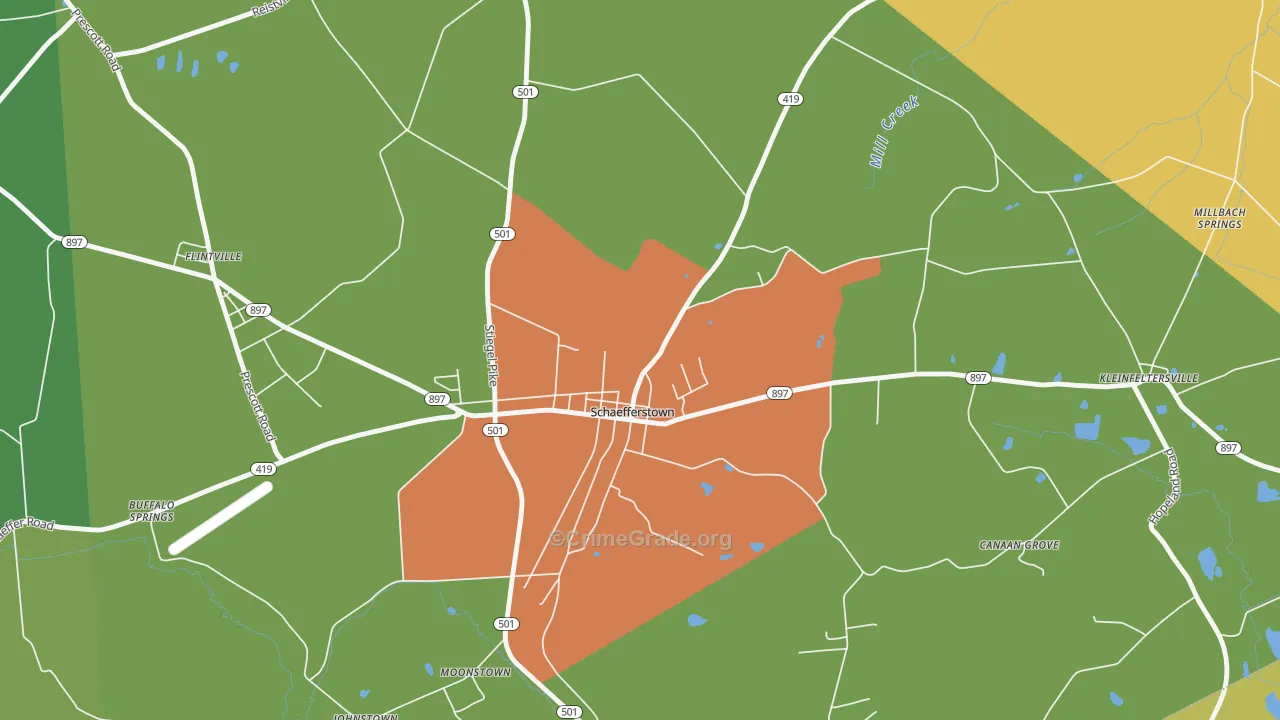 Schaefferstown, PA Map of Burglary Rates
