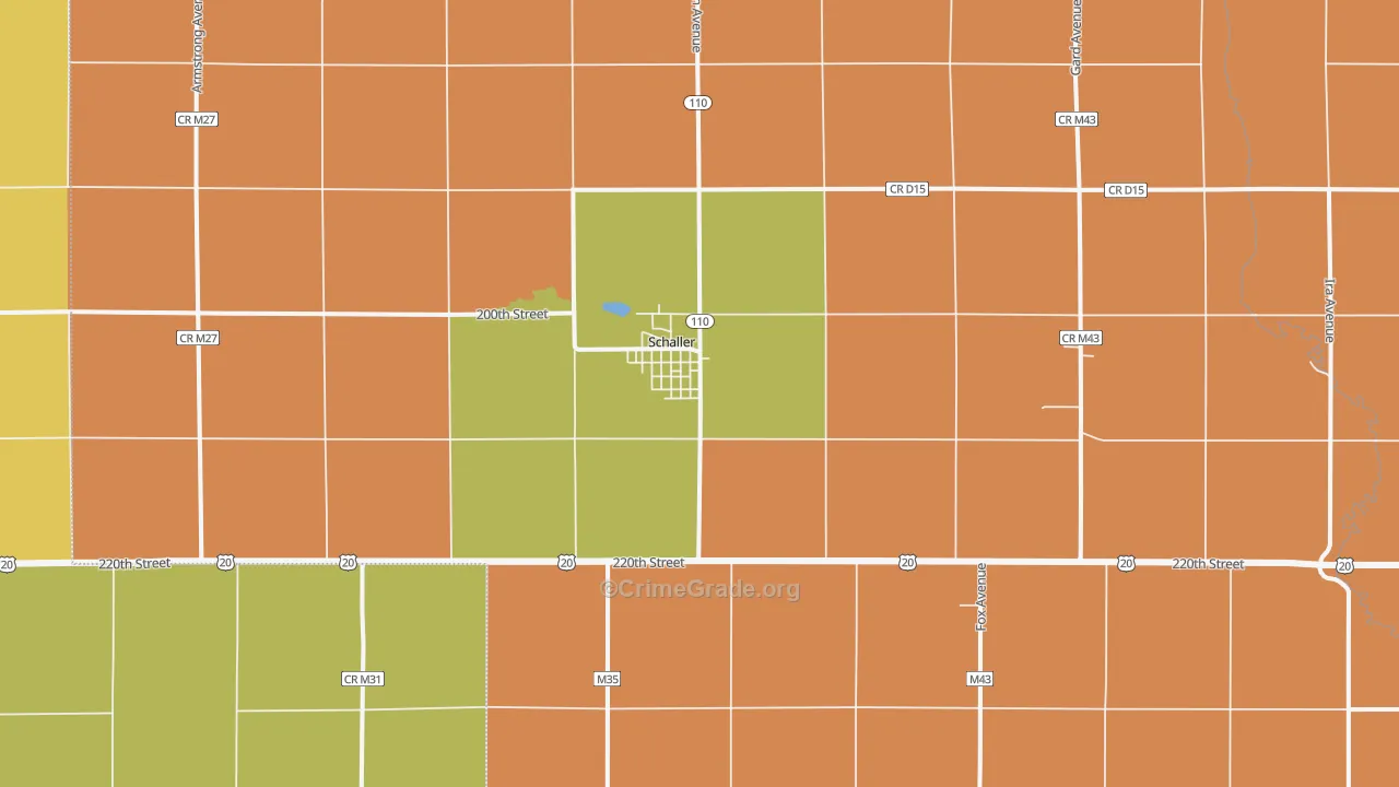 Schaller, IA Map of Burglary Rates