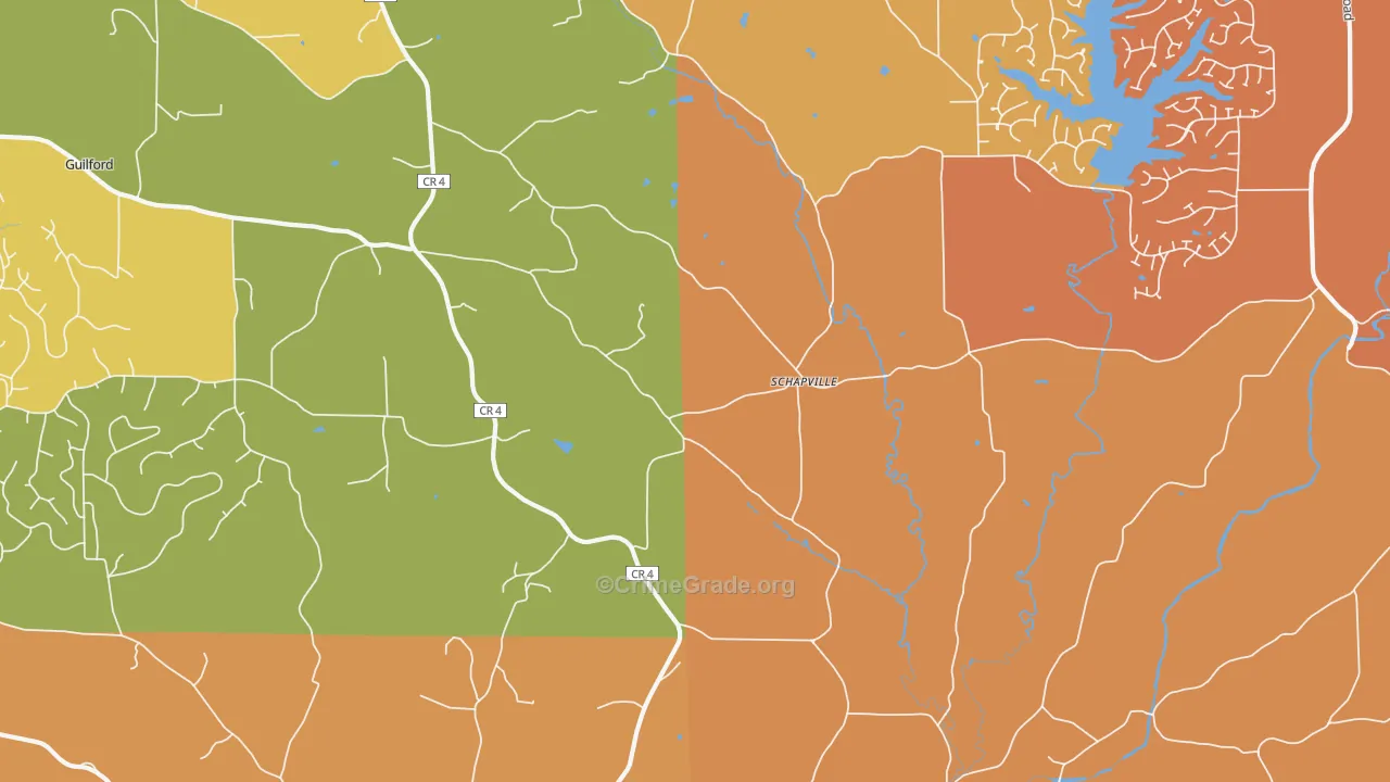 Schapville, IL Map of Burglary Rates