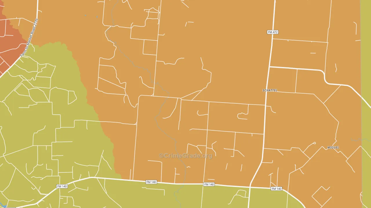 Schattel, TX Map of Burglary Rates