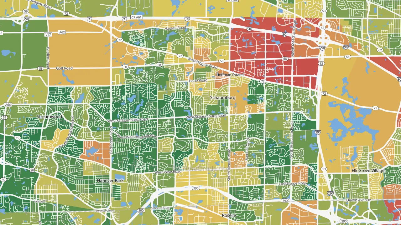 Schaumburg, IL Map of Burglary Rates