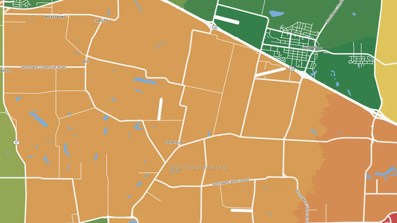 Schefflin, OR Map of Burglary Rates