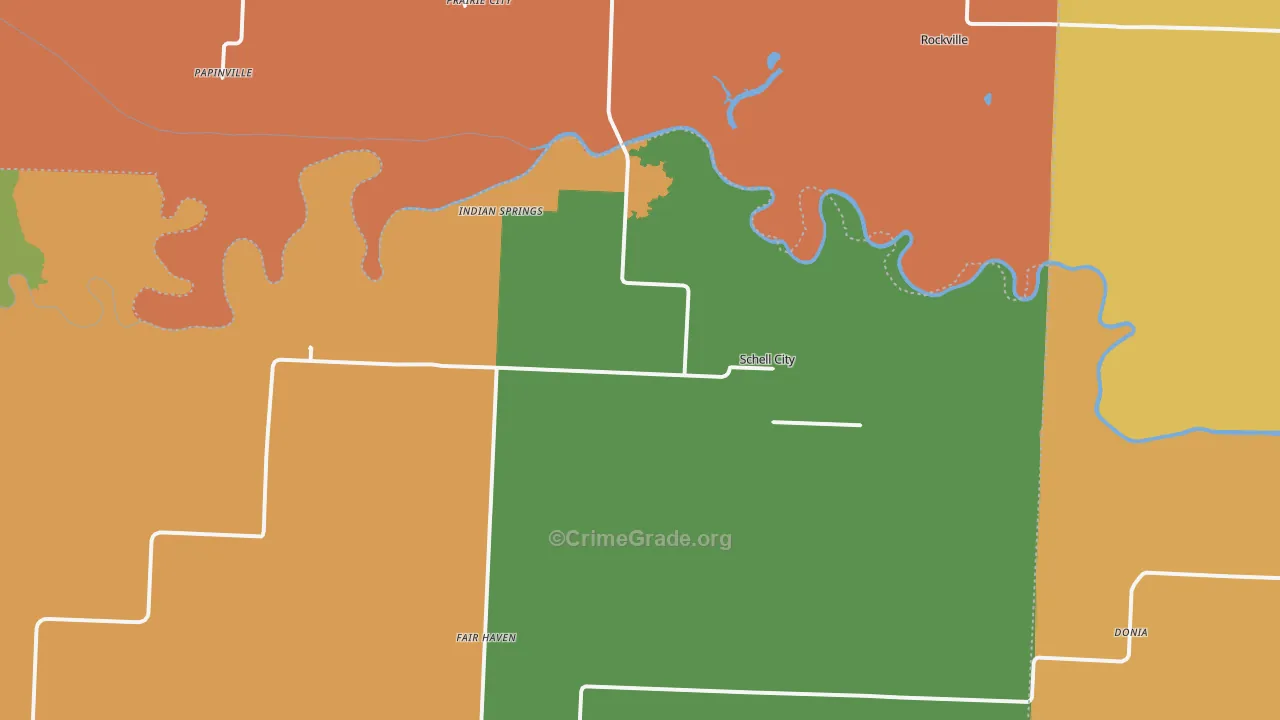 Schell City, MO Map of Burglary Rates