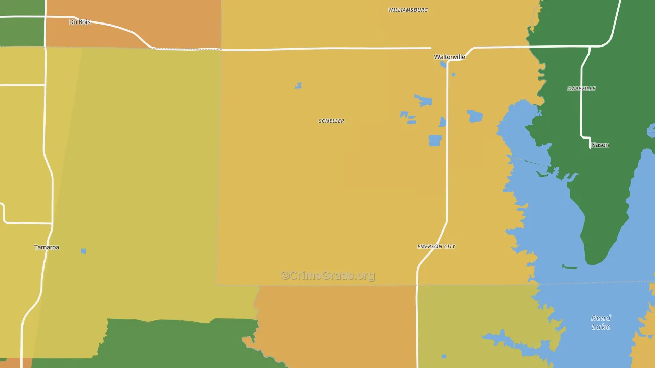 Scheller, IL Map of Burglary Rates