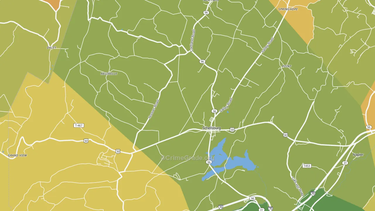 Schellsburg, PA Map of Burglary Rates