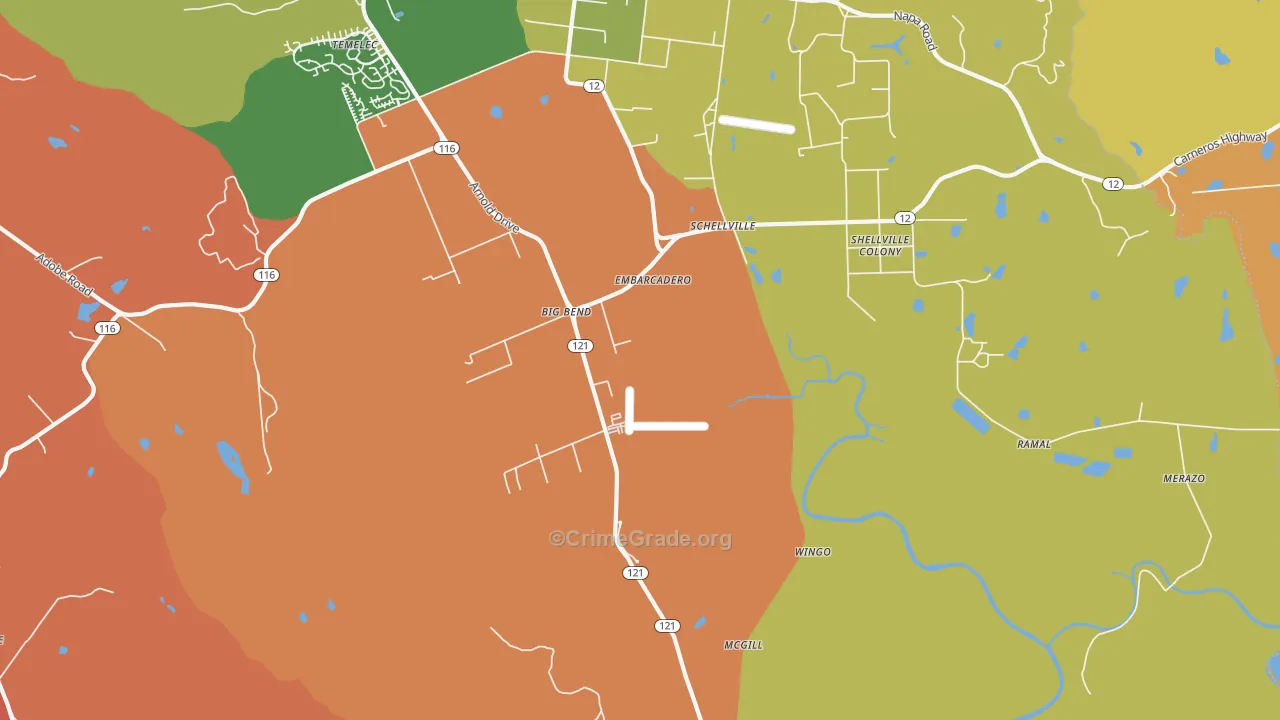 Schellville, CA Map of Burglary Rates