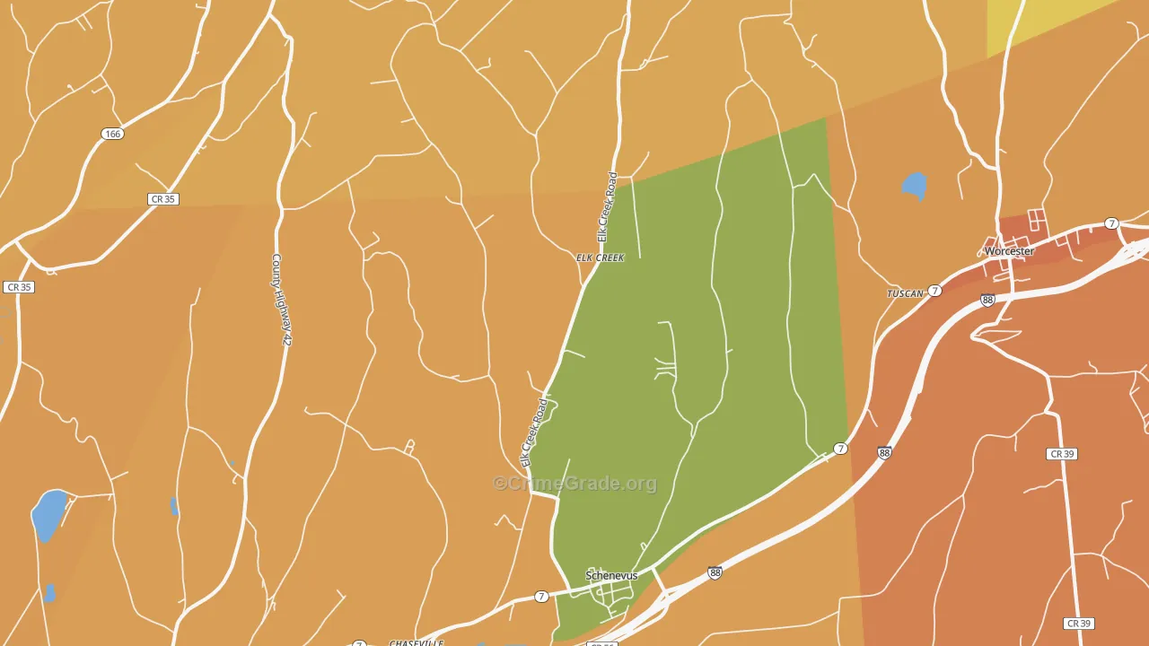 Schenevus, NY Map of Burglary Rates