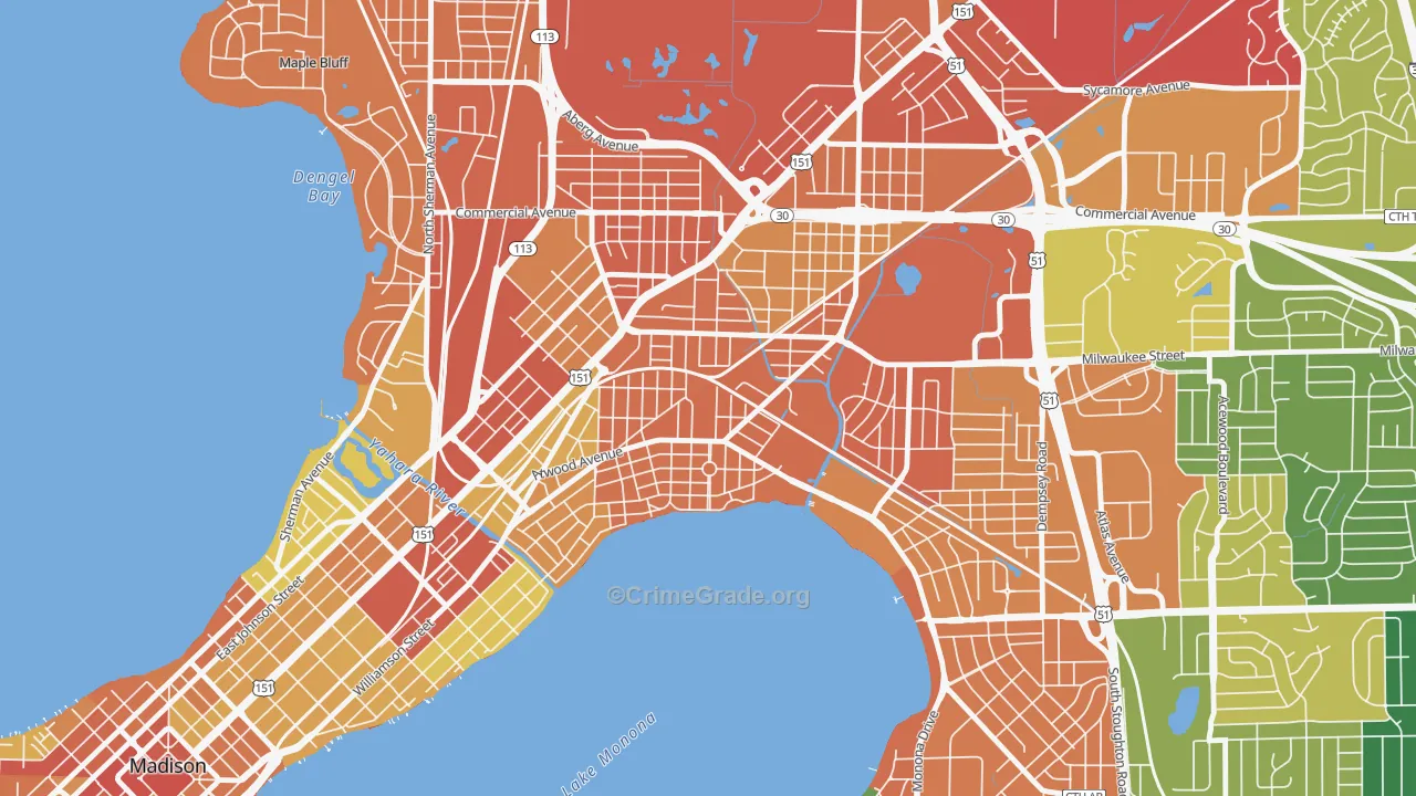Schenk-Atwood-Starkweather-Yahar, Madison, WI Map of Burglary Rates
