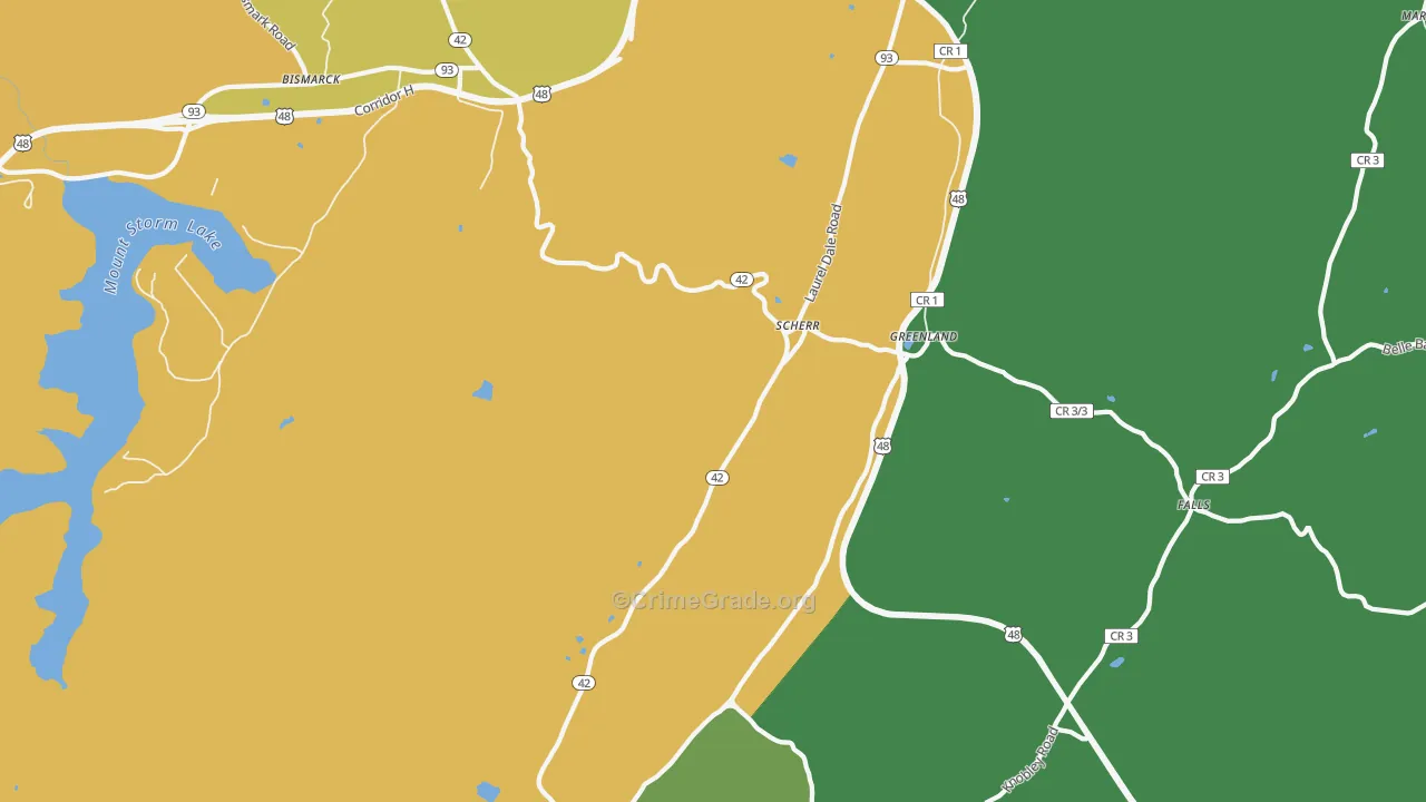 Scherr, WV Map of Burglary Rates