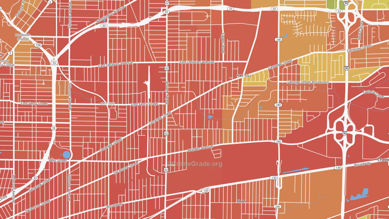 Schiller Park, Buffalo, NY Map of Burglary Rates