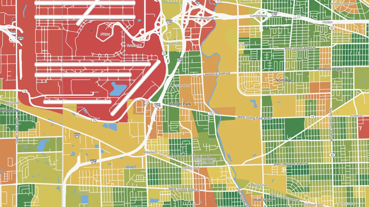 Schiller Park, IL Map of Burglary Rates