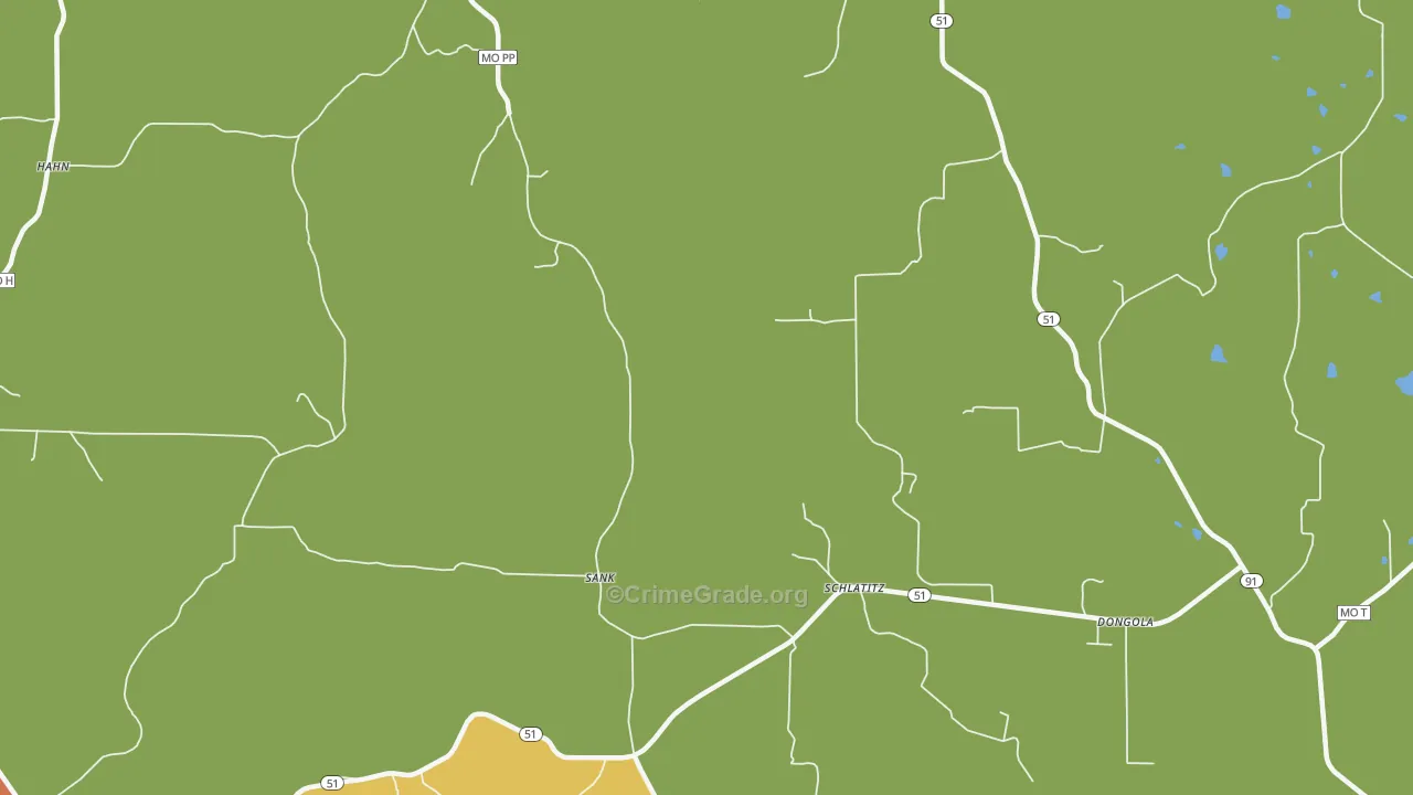 Schlatitz, MO Map of Burglary Rates