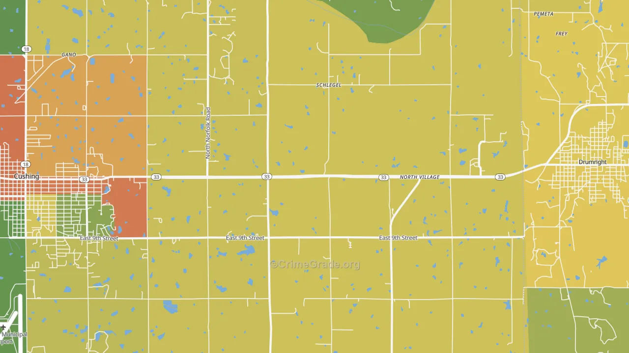 Schlegel, OK Map of Burglary Rates