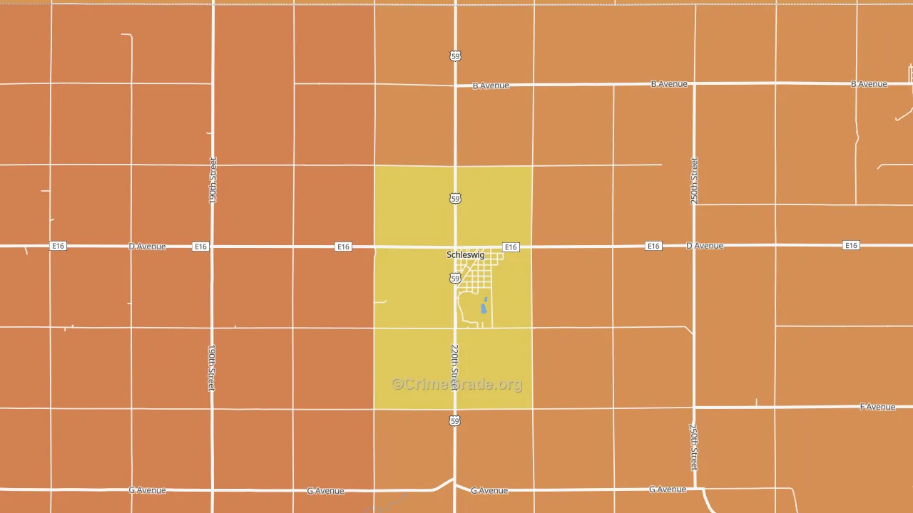 Schleswig, IA Map of Burglary Rates