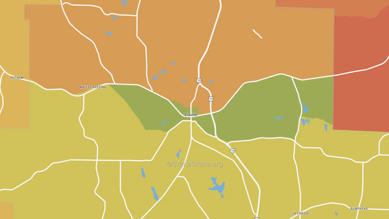 Schley County, GA Map of Burglary Rates