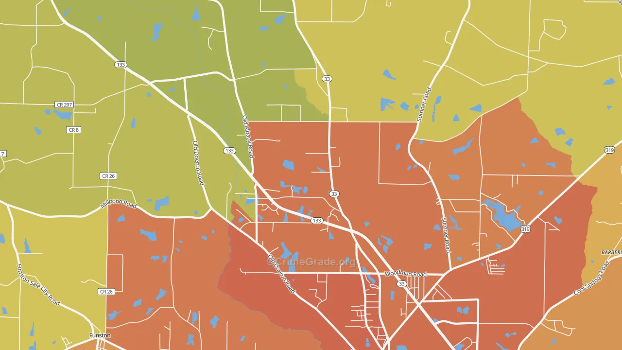 Schley, GA Map of Burglary Rates