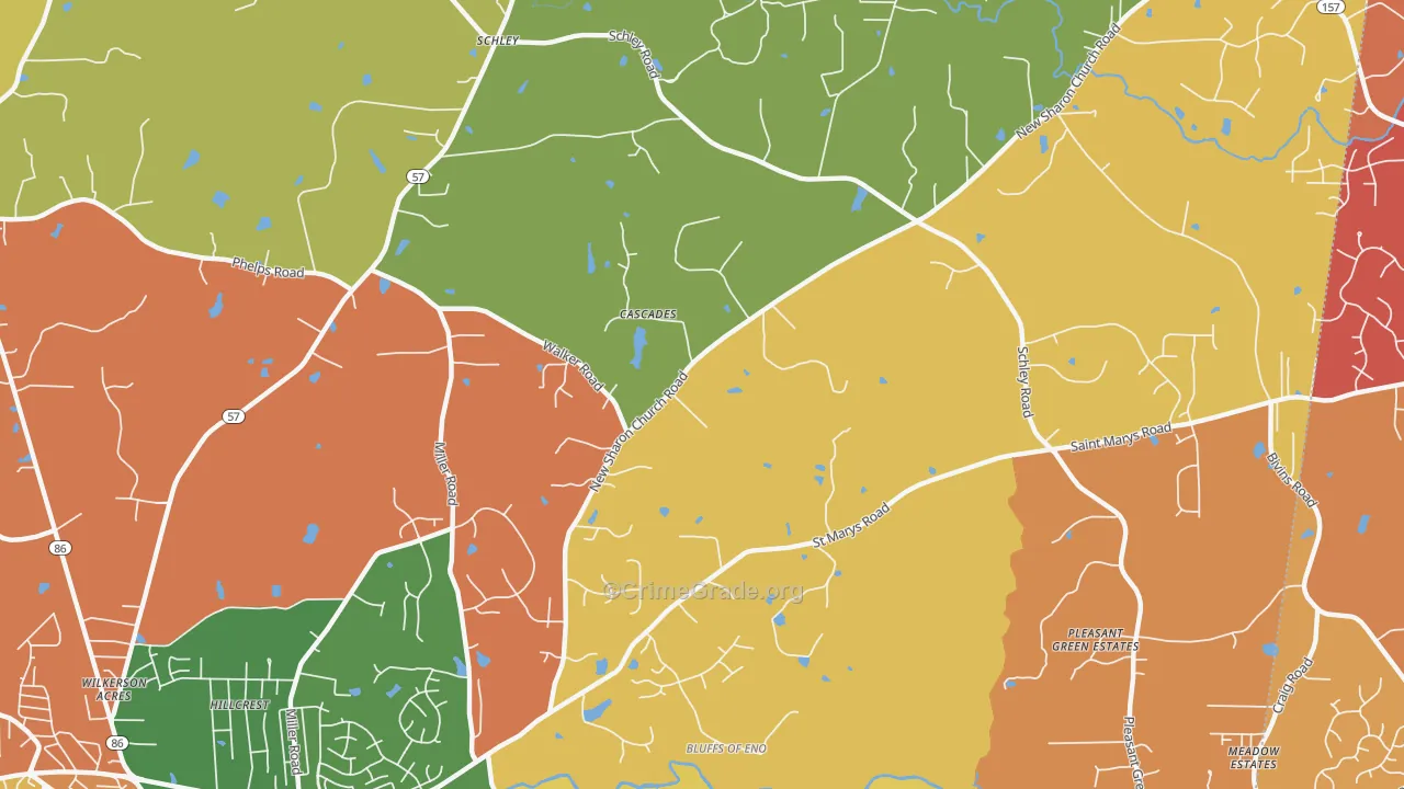 Schley, NC Map of Burglary Rates