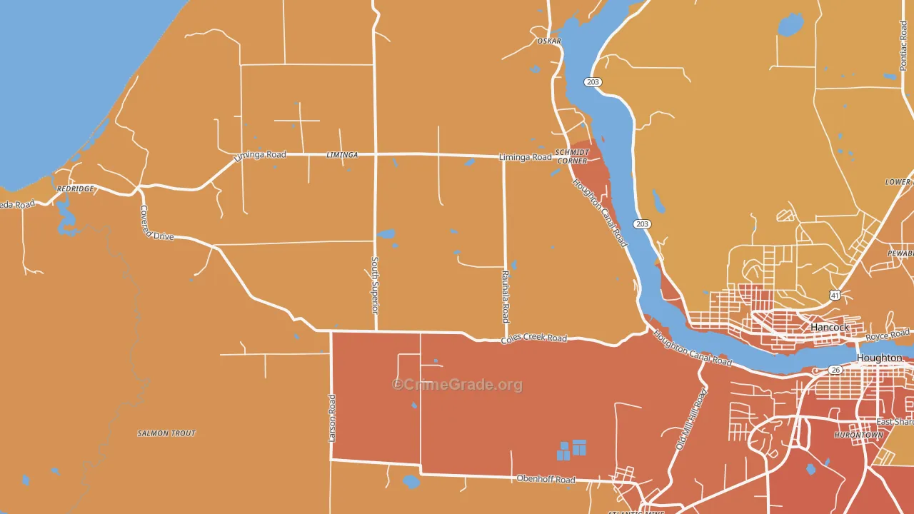 Schmidt Corner, MI Map of Burglary Rates