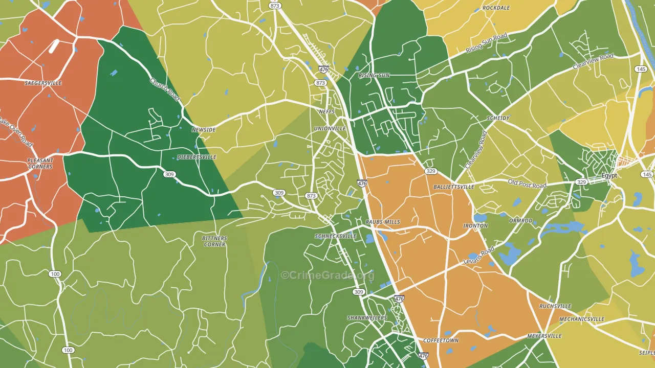 Schnecksville, PA Map of Burglary Rates