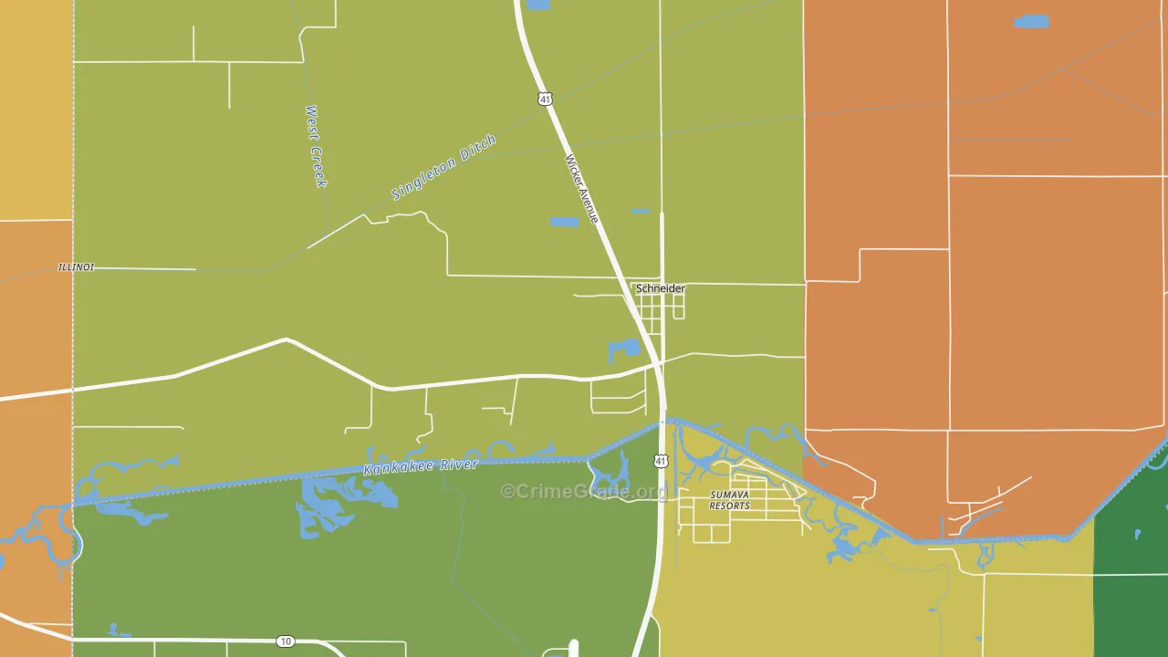 Schneider, IN Map of Burglary Rates