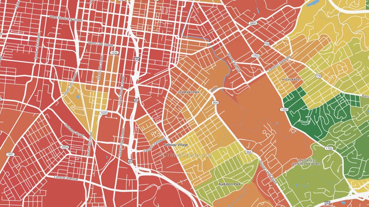 Schnitzelburg, Louisville, KY Map of Burglary Rates