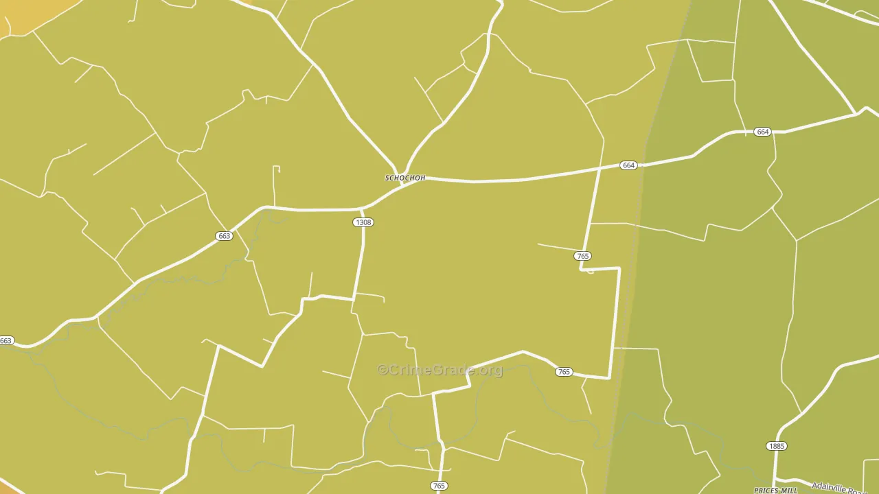 Schochoh, KY Map of Burglary Rates