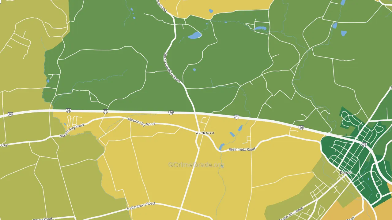 Schoeneck, PA Map of Burglary Rates