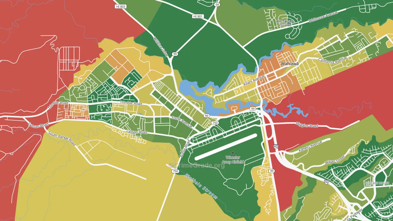 Schofield Barracks, HI Map of Burglary Rates