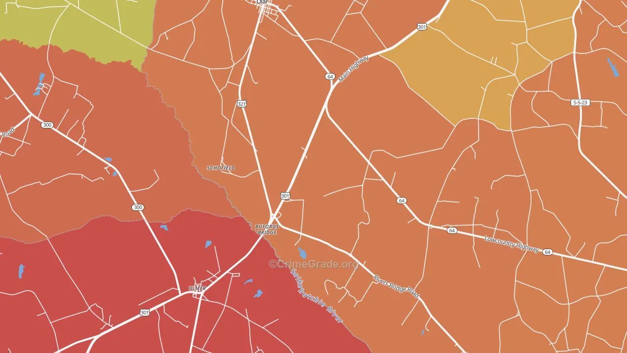 Schofield, SC Map of Burglary Rates