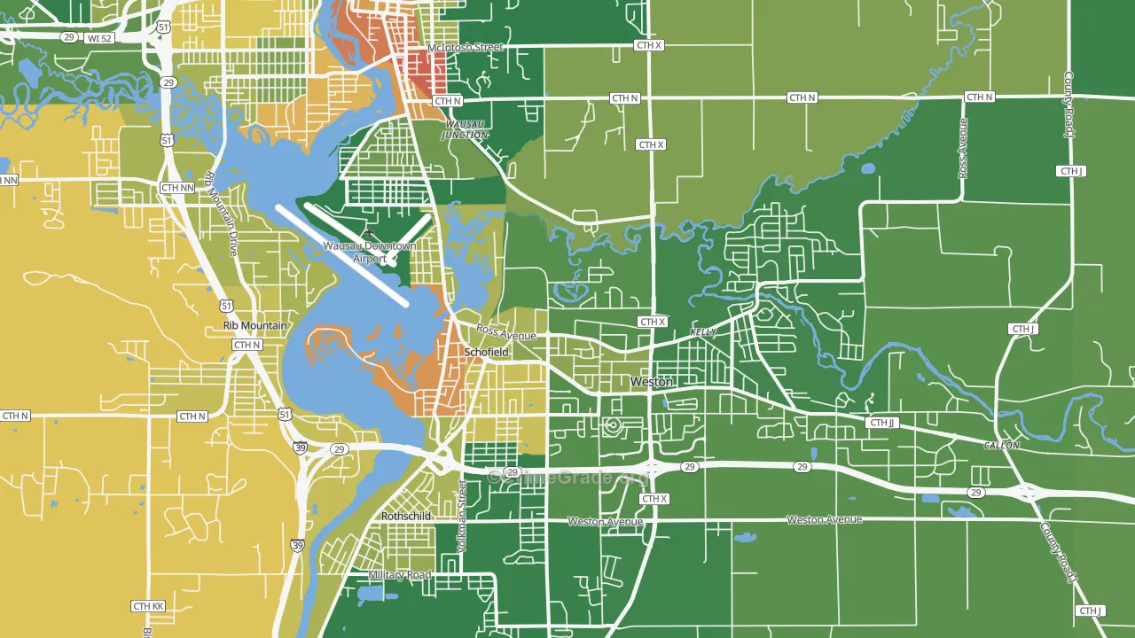 Schofield, WI Map of Burglary Rates