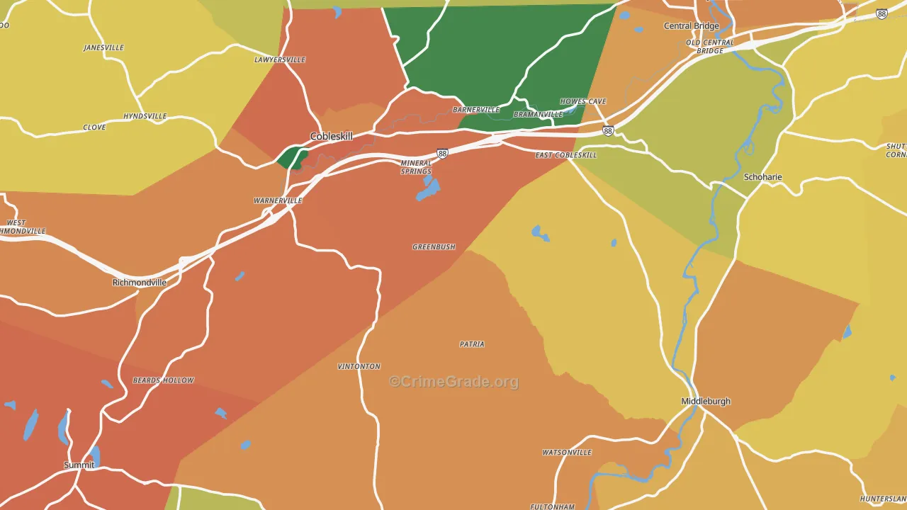 Schoharie County, NY Map of Burglary Rates