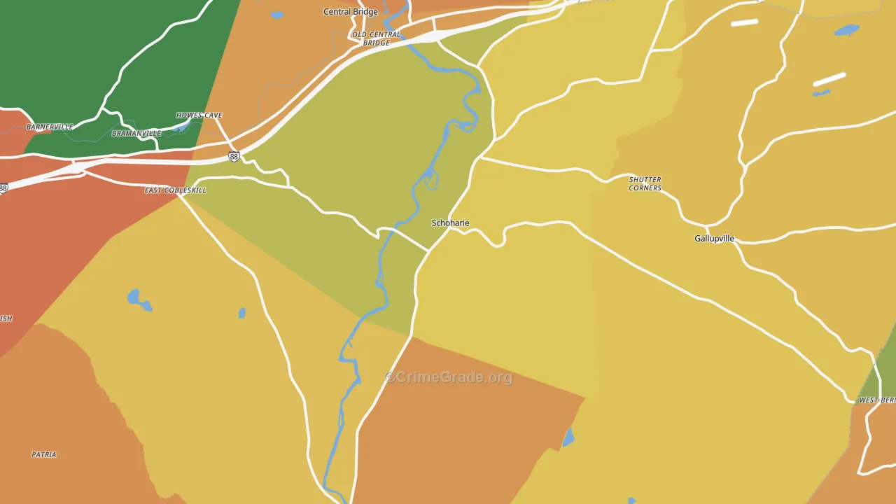 Schoharie, NY Map of Burglary Rates