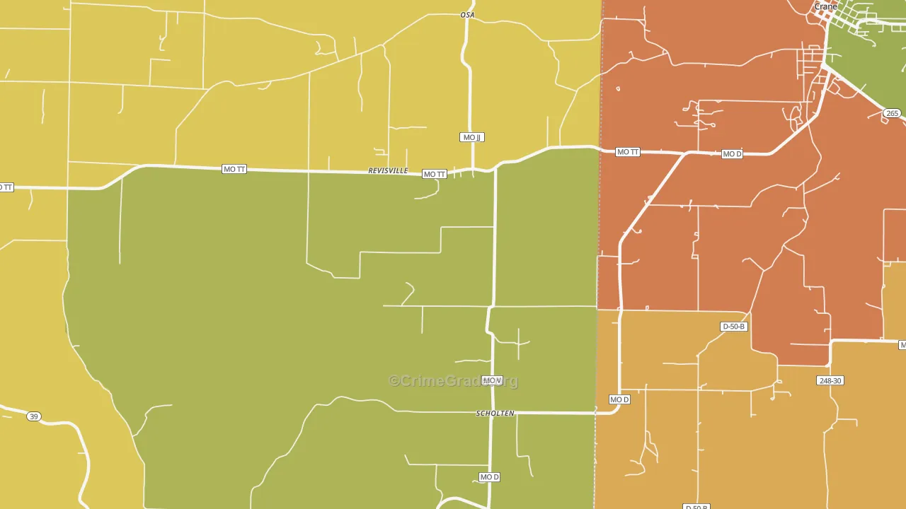 Scholten, MO Map of Burglary Rates