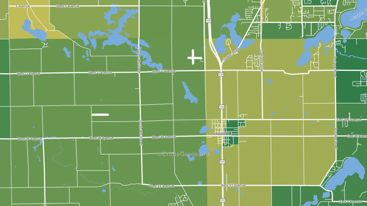 Schoolcraft, MI Map of Burglary Rates