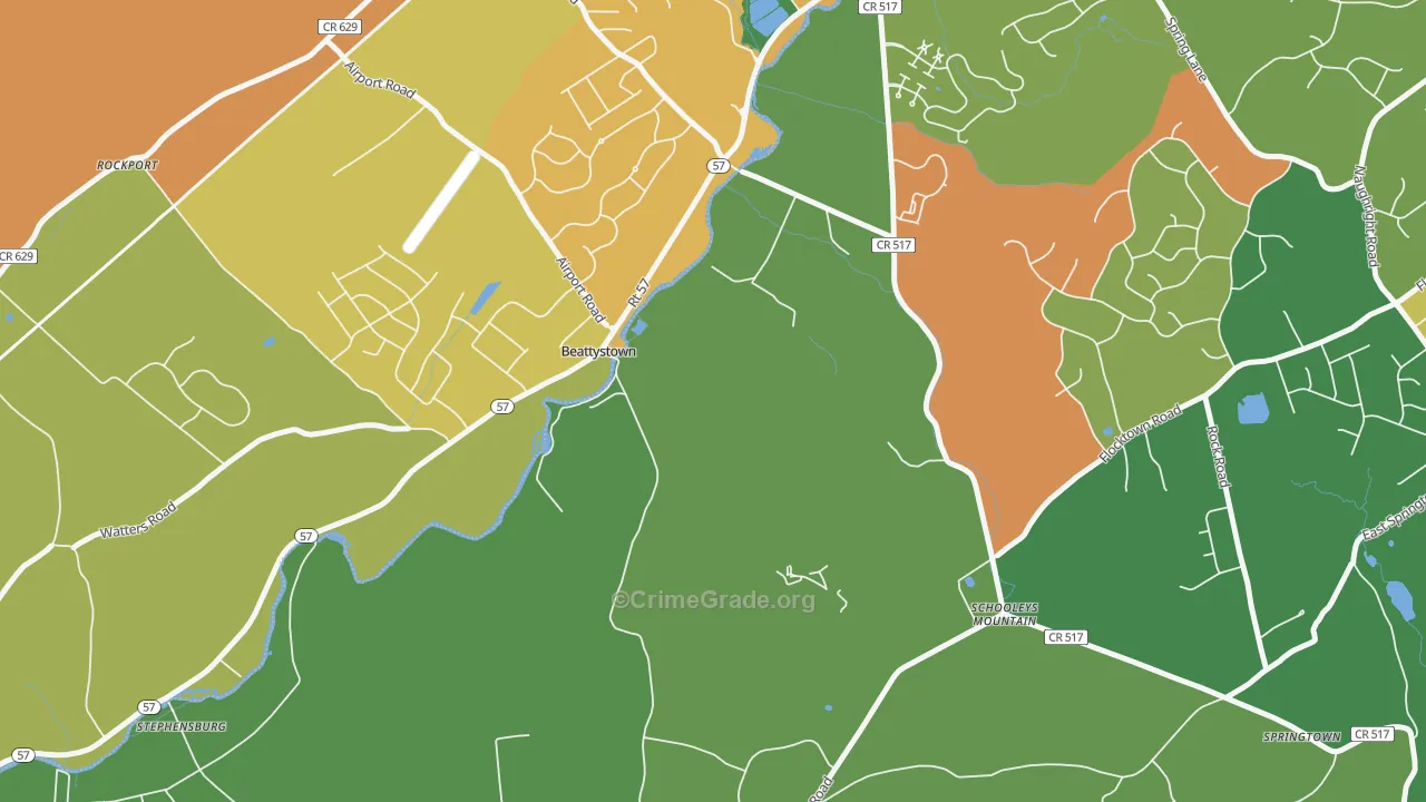 Schooleys Mountain, NJ Map of Burglary Rates