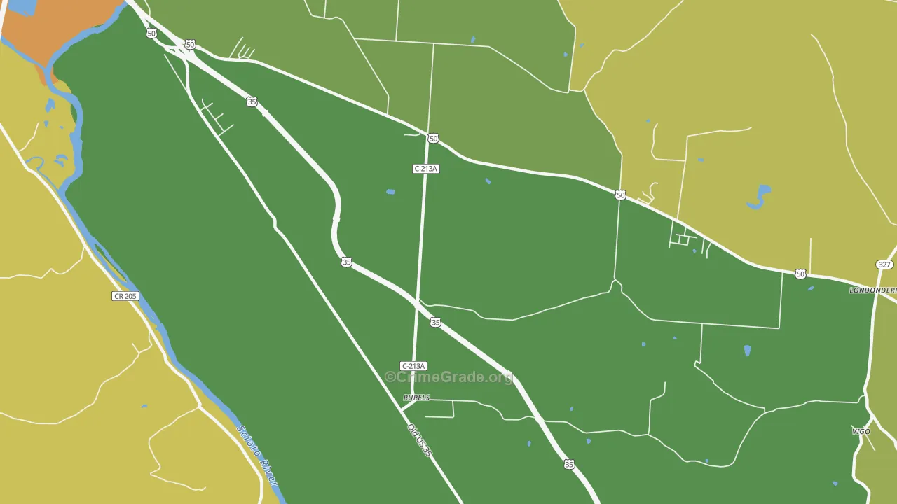Schooleys, OH Map of Burglary Rates