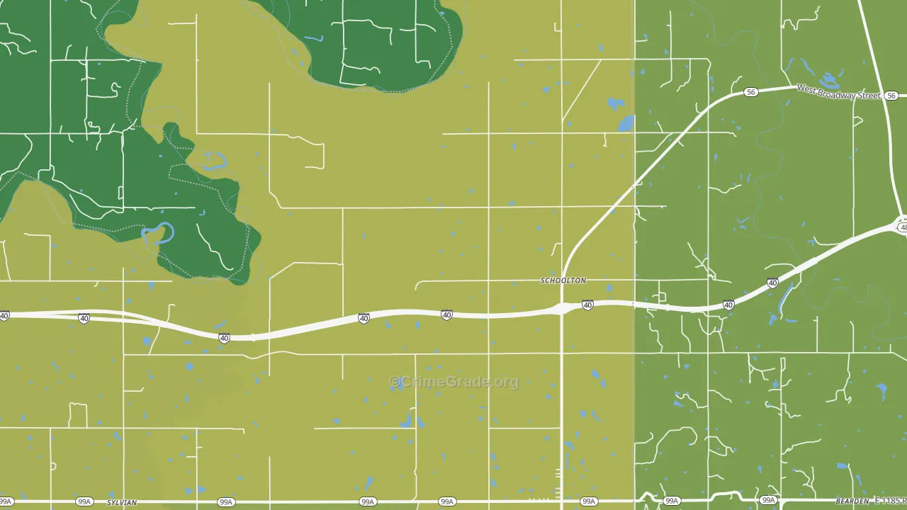 Schoolton, OK Map of Burglary Rates