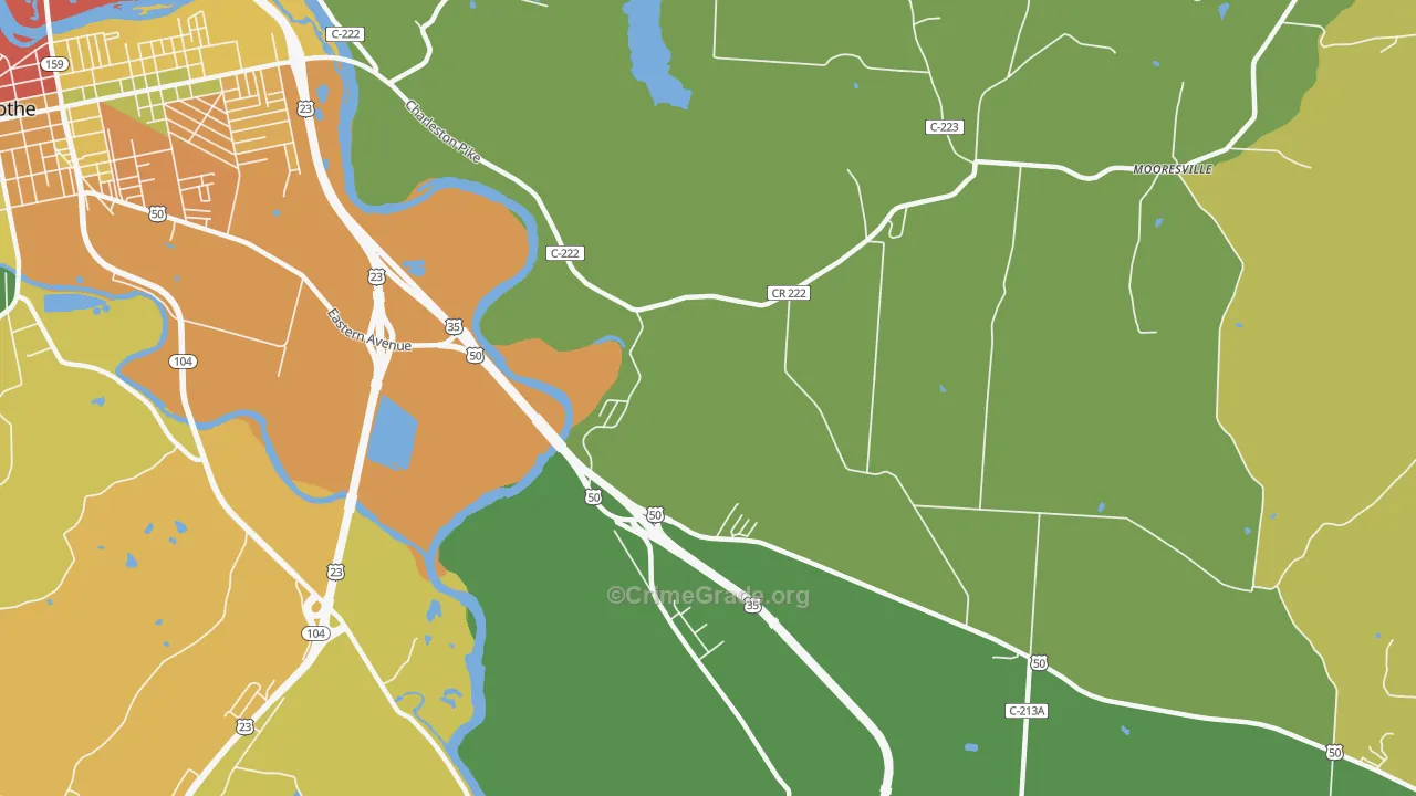 Schrader, OH Map of Burglary Rates