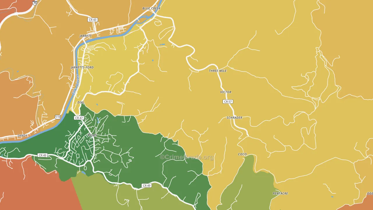 Schrader, WV Map of Burglary Rates