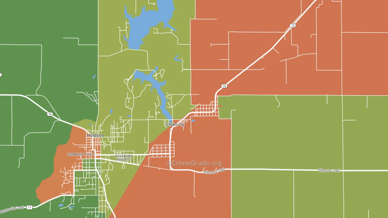 Schram City, IL Map of Burglary Rates