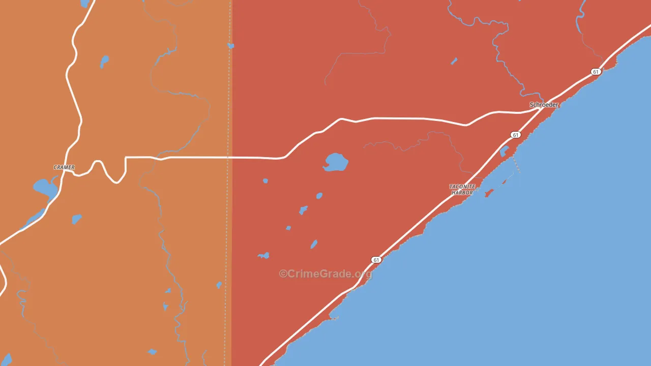Schroeder, MN Map of Burglary Rates