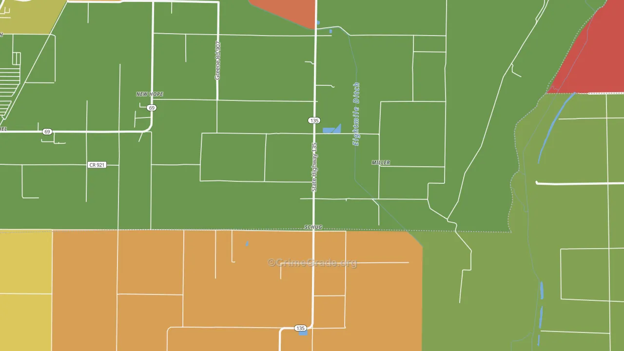 Schug, AR Map of Burglary Rates